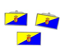 Set Di Gemelli E Spilla Per Cravatta Con Bandiera Di GRAN CANARIA (SPAGNA)
