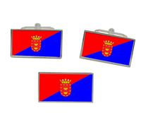 Set Di Gemelli E Spilla Per Cravatta Con Bandiera Di LANZAROTE (SPAGNA)