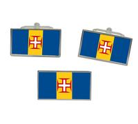 Set Di Gemelli E Spilla Per Cravatta Con Bandiera Di MADEIRA (PORTOGALLO)