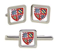 Set Di Gemelli Quadrati E Fermacravatta Burgundy (Francia)