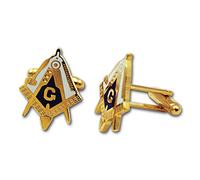 Set di gemelli quadrati massonici con bussola bianca e blu, 2,5 cm di altezza