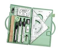Set Di Geometria 16 Articoli Di Precisione Di Alta Qualità, accesori Di Apprendimento Ideali | Contiene Bussole, Righello, Lineare, Coltello A ventu, mateta, Gomma Ad Incisione, Puntatore, Scatol