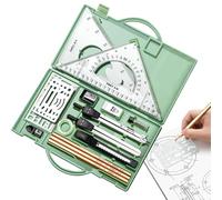 Set di geometria da 16 pezzi - Set da disegno professionale con righelli metallici | Trasportatore, bussola, righello triangolare, forniture per disegno per architettura, disegno e scuola, gioco di