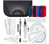 SET DI GEOMETRIA PRO in un astuccio nero con compasso e goniometro Astuccio