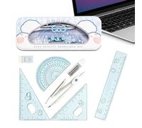 Set di geometria scolastica, 7 pezzi, compasso multiuso, e righello | Set di righello e goniometro per scuola, liceo, matematica, disegno, arte, esami, studenti, bambini