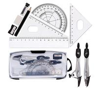 Set di Geometria Scuola Goniometro Matematico Righello per Studenti Strumenti di Studio con Scatola di Immagazzinaggio 10 Pezzi