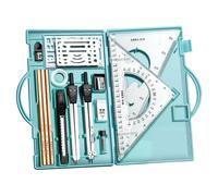 Set di geometrie: set di goniometro e compasso, kit di disegno di matite per disegno architettonico | Set di geometrie professionali da 16 pezzi con righelli in metallo | Set di goniometro per bussola