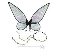 Set di Ghirlanda Floreale e Bacchetta Magica con Stella D'argento e di fata. Accessorio Unico per Costumi per Damigelle e Produzioni teatrali. Vestibilità Leggera e Regolabile (BLACK)