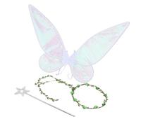 Set di Ghirlanda Floreale e Bacchetta Magica con Stella D'argento e di fata. Accessorio Unico per Costumi per Damigelle e Produzioni teatrali. Vestibilità Leggera e Regolabile (WHITE)