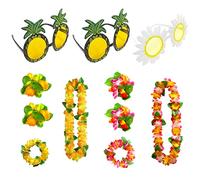 Set di ghirlande hawaiane da 11 pezzi, bracciale con collana di ghirlande hawaiane e cerchietti per occhiali hawaiani, set di decorazioni per feste tropicali per feste a tema, feste in spiaggia, ecc