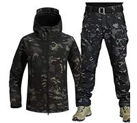 Set di giacca e pantaloni tattici da uomo - Tuta uniforme militare mimetica impermeabile, abito da combattimento militare per attività all'aperto