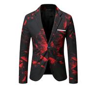 Set di giacche a maniche lunghe per uomo Color Block Work Match Elegante giacca con cappuccio Blazer Cappotti Set Uomo 2025, Y-566 Rosso, L