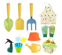 Set di giardinaggio per bambini, set di giardinaggio per bambini 11 pezzi tra cui pala, rastrello, pentola, guanti, grembiule, cappello, vaso di fiori & tote bag, strumenti per per ragazzi, n