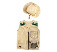 Set di gilet cargo e cappello per escursionismo e attività all'aperto, per bambini da 4 a 6 anni, unisex