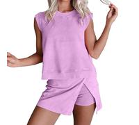 Set di gilet e pantaloncini da donna Set skort da donna top senza maniche e gonna inferiore canotta set pantaloncini integrati traspirante abbigliamento sportivo due pezzi tute da tennis felpa skorts