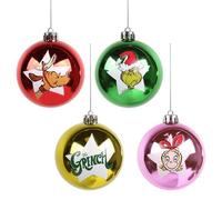 Set di gingilli natalizi del Grinch, ornamenti per l'albero di Natale, plastica 4 pezzi