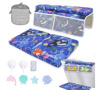 Set di ginocchiere e gomitiere da bagno, cuscinetti da bagno per ginocchia per bambini, ginocchiera antiscivolo con tasche per riporre giocattoli | tappetino da bagno spesso, supporto da bagno per