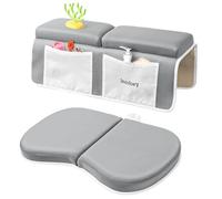 Set di ginocchiere e gomitiere per bagnetto, spessore 3,8 cm, ad asciugatura rapida, con organizer per giocattoli per bambini e accessori da bagno (grigio)