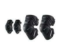 Set di ginocchiere e gomitiere per moto, equipaggiamento protettivo CE livello 1, armatura regolabile in TPU per motocross, nero, taglia L, fodera in schiuma traspirante, cinghie con gancio e anello