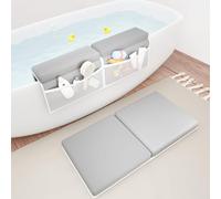 Set di ginocchiere e gomitiere per vasca da bagno, protezione per ginocchia e gomiti dei genitori, antiscivolo e impermeabile, con tasche per giocattoli, comoda imbottitura