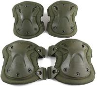 Set di ginocchiere e gomitiere tattiche militari 4 in 1, anti-impatto, per caccia, paintball, tiro, protettivo, mimetico, supporto per CS e sport estremi all'aperto (verde militare)