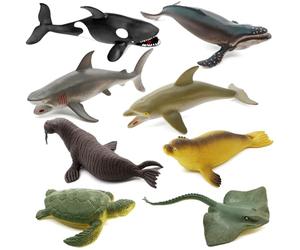 Set di giocattoli animali marini, 12 pezzi animali marini giocattolo oceano per bambini, bambini, set realistico per gli amanti del mare, include grande squalo bianco, delfino, squalo bianco, balena