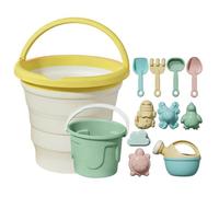 Set di giocattoli con la sabbia - Kit secchio pieghevole da 7,87 pollici | Strumenti da gioco in spiaggia in ABS - Bollitore con pala per stampo da 13 pezzi | Giocattolo portatile per castelli di sabb