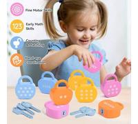 Set di giocattoli con lucchetti e chiavi per bambini, puzzle con lucchetti, giocattoli educativi per abbinare numeri, parole e concetti matematici per l'apprendimento a casa Confezione singola da 1 pe