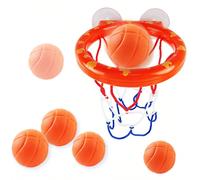 Set di giocattoli da bagno con canestro da basket per bambini - Giocattolo da bagno con mini pallone da basket + canestro appeso rosso e bianco, adatto per bambini e bambine di 18 mesi e oltre, divert