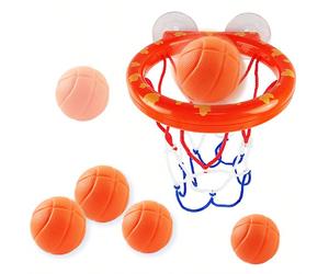 Set di giocattoli da bagno con canestro da basket per bambini - Giocattolo da bagno con mini pallone da basket + canestro appeso rosso e bianco, adatto per bambini e bambine di 18 mesi e oltre, divert