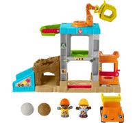 Fisher-Price- Playset Little People Cantiere Carica e Impara con Suoni, Include una Gru, un Ascensore, un Camion e 2 Personaggi Operai Edili, Giocattolo per Bambini 18+Mesi, HCJ64