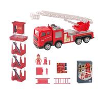 Set di giocattoli dei vigili del fuoco AptoFun con pressa e vai 1:55. Autopompa (17 * 4,8 * 7,2 cm), stazione dei pompieri e 2 vigili del fuoco con attrezzi per bambini dai 2 anni in su.
