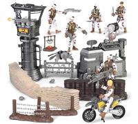 Set di giocattoli di base militare, militari uomini soldati action figure e accessori per armi militari da combattimento moto giocattoli militari set da gioco regalo di compleanno per bambini ragazzi