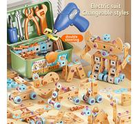 Set di giocattoli di ingegneria fai-da-te per ragazzi, 124/126 pezzi con cacciavite elettrico, viti, piastre, ruote e strumenti, incluso un set di costruzione di robot/auto/aereo, perfetto per bambini