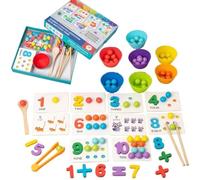 Set Di Giocattoli Di Matematica E Aritmetica Montessori, Apprendimento Digitale In Silicone Con Perline, Bacchette E Cucchiai, Gioco Di Abbinamento Di Perline Con Clip for Numeri