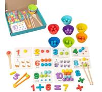 Set Di Giocattoli Di Matematica E Aritmetica Montessori, Apprendimento Digitale In Silicone Con Perline, Bacchette E Cucchiai, Gioco Di Abbinamento Di Perline Con Clip for Numeri