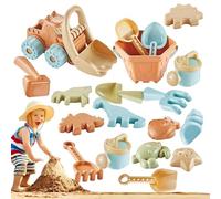 Set di giocattoli di sabbia da 19 pezzi per bambini - include pala, bulldozer, dinosauri, annaffiatoio e | Set di giochi di sabbia da viaggio all'aperto per bambini e bambini in età prescolare
