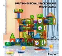 Set di giocattoli educativi per bambini in età prescolare, con blocchi magnetici a forma di tubi e palline di marmo, pista da corsa 3D in marmo trasparente, gioco di costruzione STEM Montessori, gioca