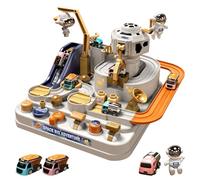 Set di giocattoli in ABS City Rescue per pista da corsa include 4 mini veicoli, dinamico con ponti, rampe | Giochi educativi prescolari per e ragazze