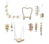 Set di giocattoli in legno per gabbie per uccelli, confezione da 10 pezzi, accessori da masticare per pappagalli