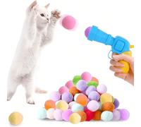 Set di giocattoli interattivi per gatti con lanciatore, include 1 lanciatore e 20/50g palline di peluche, adatto per gatti domestici, un giocattolo sportivo per promuovere amore e fiducia tra propriet