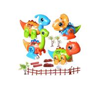 Set di giocattoli magnetici a forma di dinosauro, 24 pezzi, giocattolo educativo STEM per bambini dai 3 ai 6 anni, luci e suoni, flashcard e