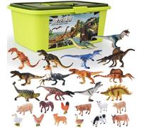Set Di Giocattoli Per Animali Dinosauro, Animale In Plastica Realistica 21 Pezzi, È Dotato Di Un Tappetino Da Gioco 100x70cm E Di Una Scatola Di Immagazzinaggio-21 Pces Dinosaur||12 Small Poultry