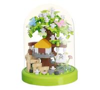 Set di giocattoli per costruzioni di fiori 266pcs, set house per la casa di fiori di fiore con copertura per polvere per il desktop trasparente per il desktop per la casa, regali di compleanno, verde