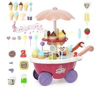 Set di Giocattoli per Gelato, Carretto dei gelati Carretto dei gelati per bambini, Carrello Gelatoper Contatore per Gelato, Giochi di Ruolo Regalo per Bambini 3+ Anni Ragazzi e Ragazze