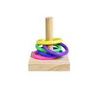 Set di giocattoli per l'addestramento dei pappagalli con puzzle in blocchi di legno e anelli di plastica - Giocattolo per lo sviluppo dell'intelligenza e attività di masticazione,Legna,Come mostrato
