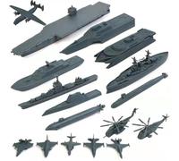 Set di giocattoli per portaerei, esercito di plastica da 17 pezzi con sottomarino da battaglia per aerei da caccia per bambini e bambine