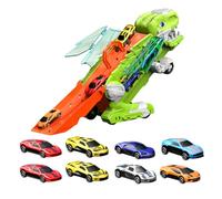 Set di giocattoli pieghevoli per auto con dinosauri - Costruzione in lega ABS + + 8 mini veicoli con borsa per il trasporto | Adatto per e ragazze dai 3 anni in su, perfetto per giocare in età