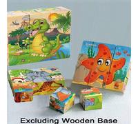Set di giocattoli puzzle di legno a 6 lati, adatto per neonati e bambini piccoli, giochi interattivi con temi del mondo degli oceani, animali della foresta e dinosauri, giocattolo educativo per coltiv