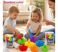 Set di giocattoli sensoriali per la classificazione dei colori - Figure di animali in plastica con ciotole e pinze codificate per colore, attività interattiva da tavolo per lo sviluppo cognitivo, bara